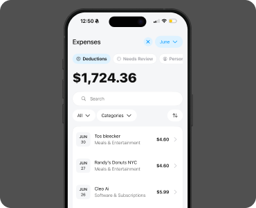 Empirical expense list with automatically categorized business deductions