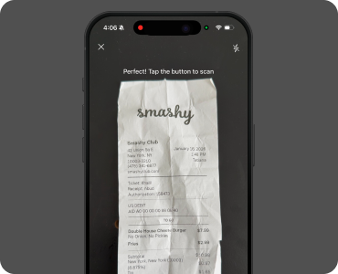 Scanning a business receipt in the Empirical app